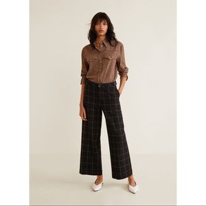 MANGO Checkered Plaid Flare Trousers